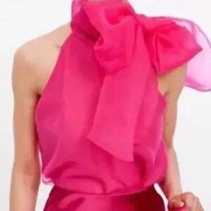 Jealous Tomato Barbie Hot Pink Organza Bow Top Size Medium